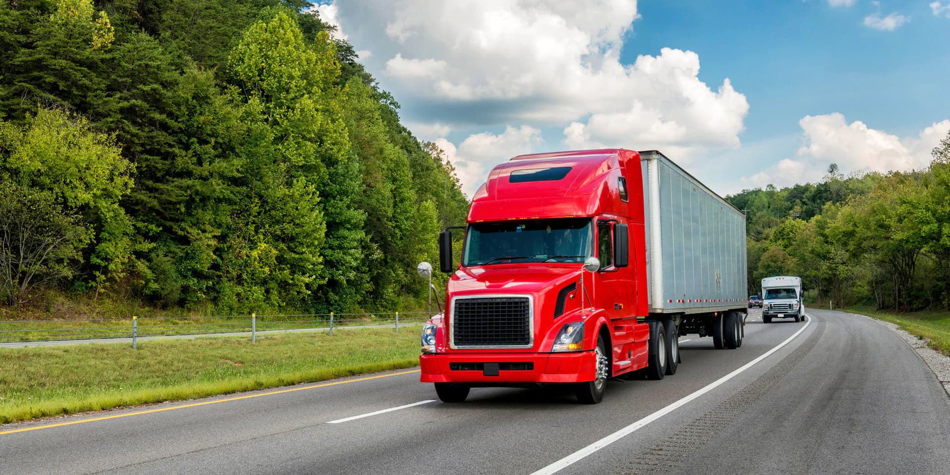 A delivery truck on the highway